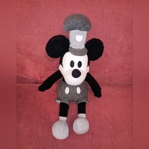Rare Retro Steamboat Willie Black Gray 20" Plush Stuffed Mickey Mouse
